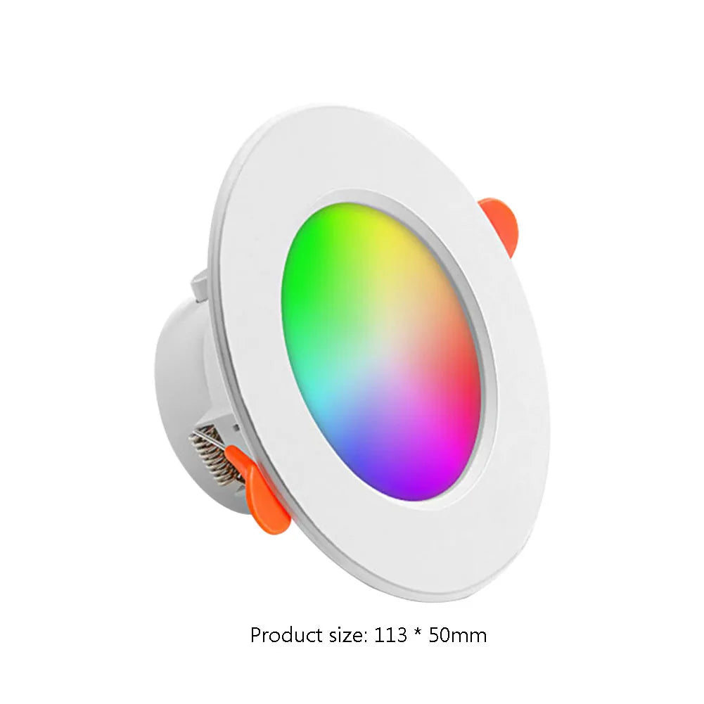 10W Smart LED Recessed Downlight (Bluetooth Control, RGB + 2700K-6500K) - App-Controlled Dimmable Color-Changing Ceiling Spotlight Lamp for Home Lighting