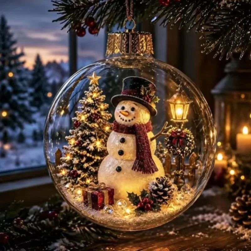 1-5pcs Christmas Tree Ornament Clear Xmas Ball Transparent Hanging Pendant Creative Sports for Holiday Party Home Gift