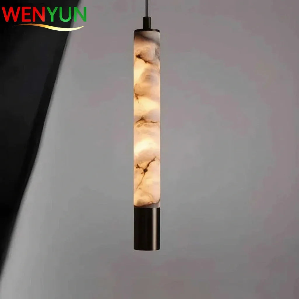 2026 Luxury Marble Pendant with Spotlight - Minimalist Alabaster Bedside Light