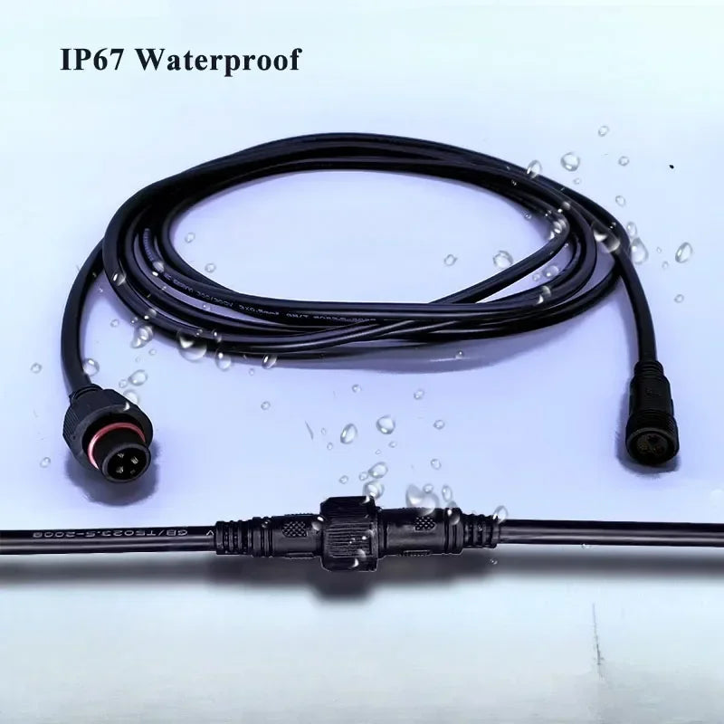 Outdoor IP67 2 3 4 5 6 7 8 Pin Power Connector Wire Waterproof LED Docking Plug Cable 0.3-2.5 Square Male Female Extension Line