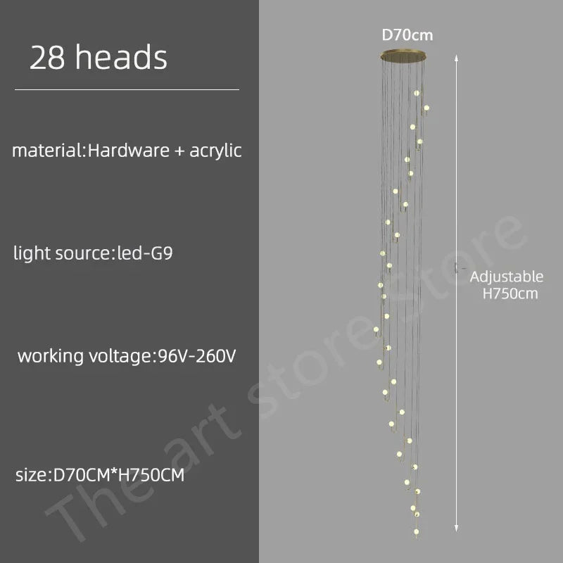 Modern Duplex Staircase LED Pendant Light - Living Room Long Hanging Lamp
