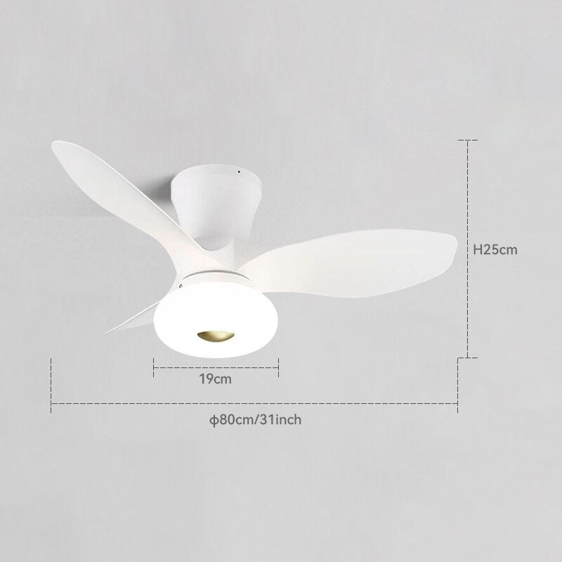 New Nordic bedroom fan light ultra-thin frequency conversion mute restaurant ceiling fan light children's room bedroom fan lamp