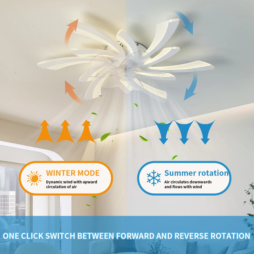 Modern Smart Ceiling Fan with LED Light - App & Remote Controlled, Dimmable