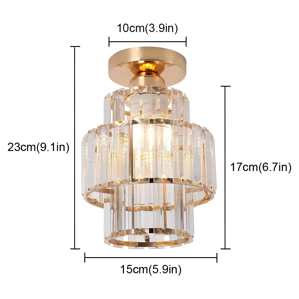 Modern Crystal Ceiling Light Flush Mount Ceiling Chandeliers Lamp LED Bedroom Corridor Entrance Lighting Fixtures E27 Gold Black