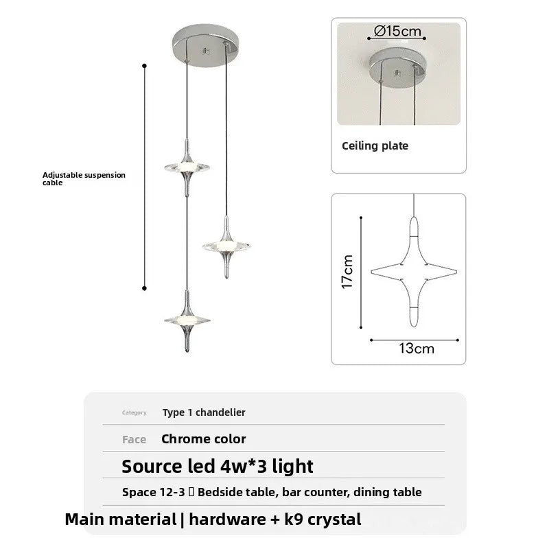 Crystal UFO Chandelier Pendant Lamp Bedside Pendant Light Entryway Hallway Background Wall Ambient Light Entrance Decoration