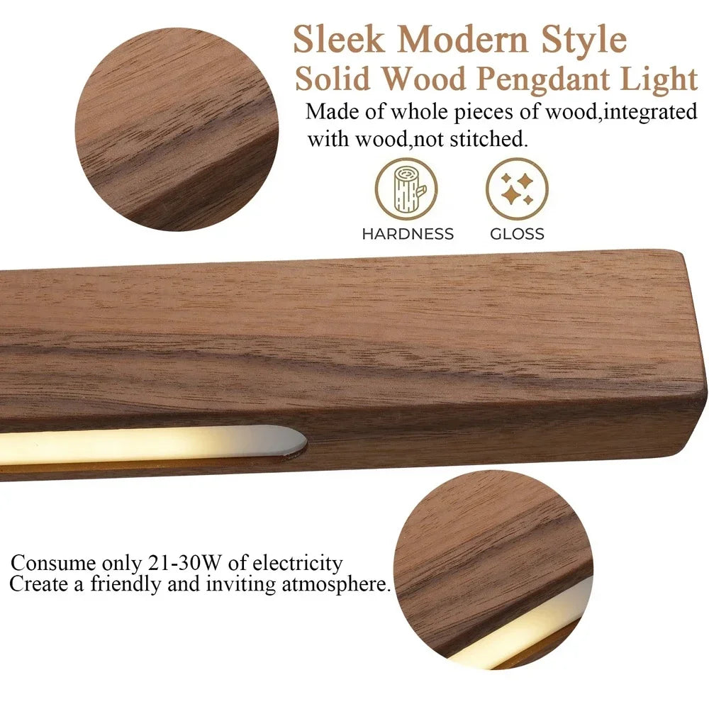 Nordic Luxury Pendant Lights Wooden Long Line Pendant Lights LED Light Kitchen Island Dining Room Office Desk Lamp Lighting