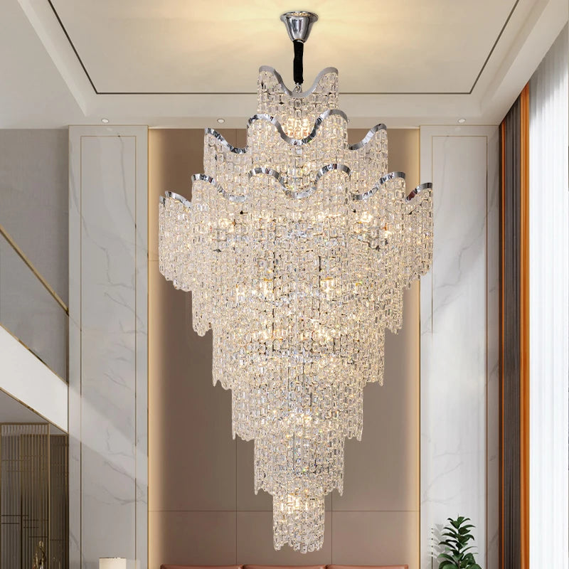 New Style French-Style High-End Modern Crystal Chandelier For Duplex Floor Living Room Villa High-Ceiling Staircase Chandelier