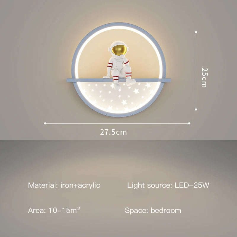 Minimalist Square Led Wall Lamps Astronaut Child Bedroom Bedsides Wall Seconded Light Modern Indoor Decors Night Lighting Fixture