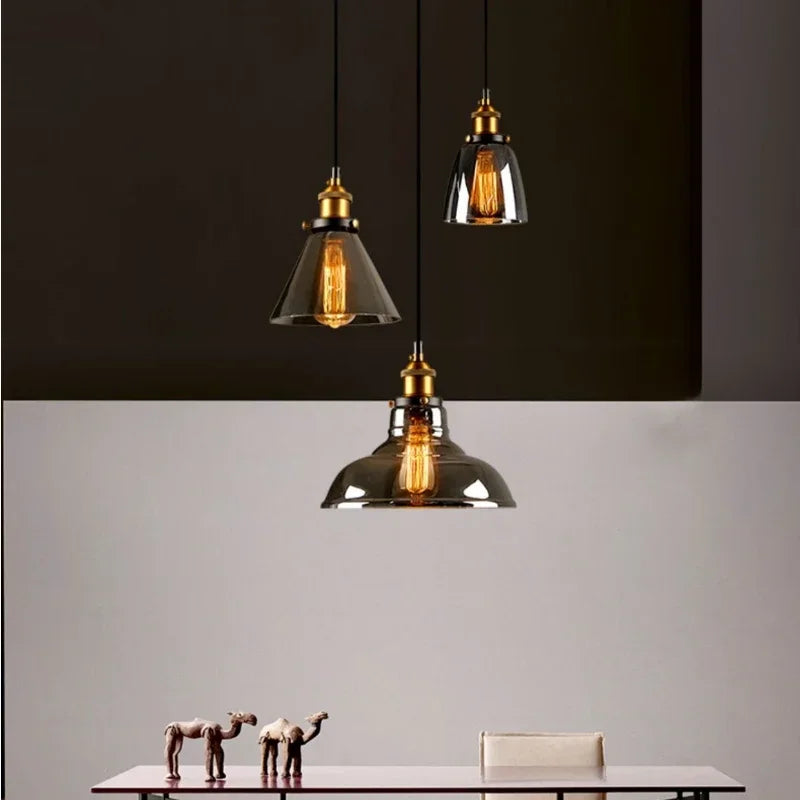 Clear Gray Amber Colour Vintage Pendant Lights Dining Glass Hanging Lamp Russia Loft Luminaire Modern Bedroom Light Fixture