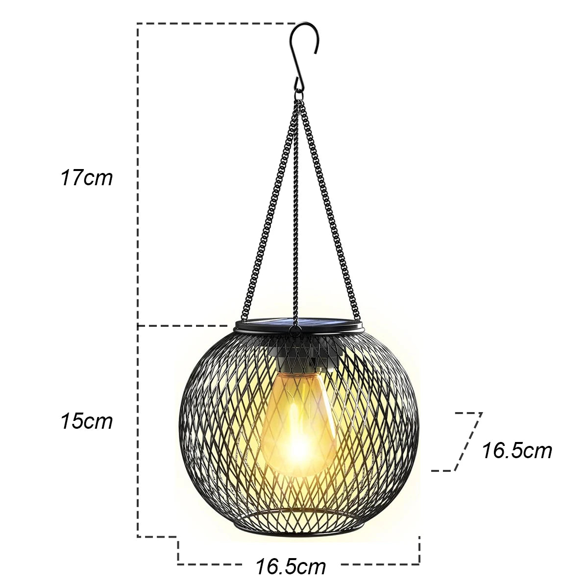 Solar LED Garden Lantern - Retro Iron Art Waterproof Outdoor Path Light