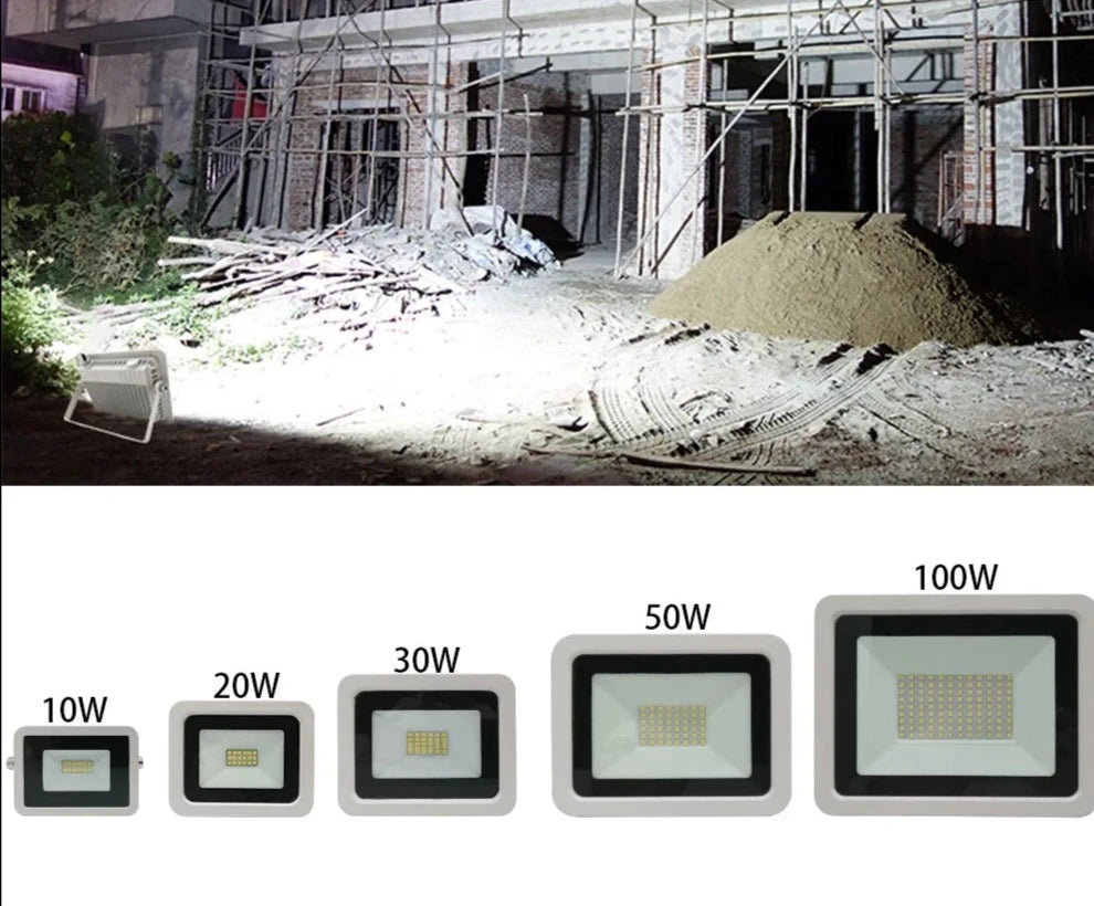 White LED Flood Light 10W 20W 30W 50W 100W IP68 Waterproof Outdoor Garden Projector Lighting Spotlight Wall Flood Lights