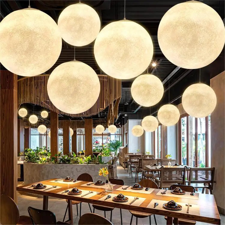 Nordic Moon Led Pendant Lights Lighting Living Dining Room Decor Chandeliers Restaurant Cafe Bar Hanging Lamp Bedroom Luminaire