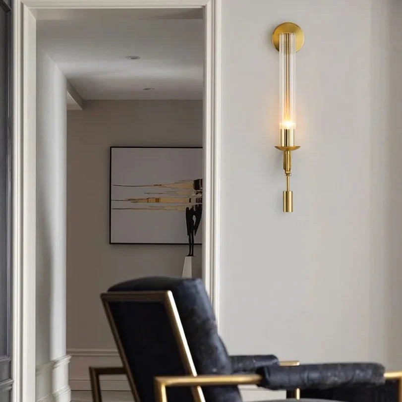 Modern Glass Wall Sconce - Elegant LED Bedside Lamp for Bedroom & Hotel