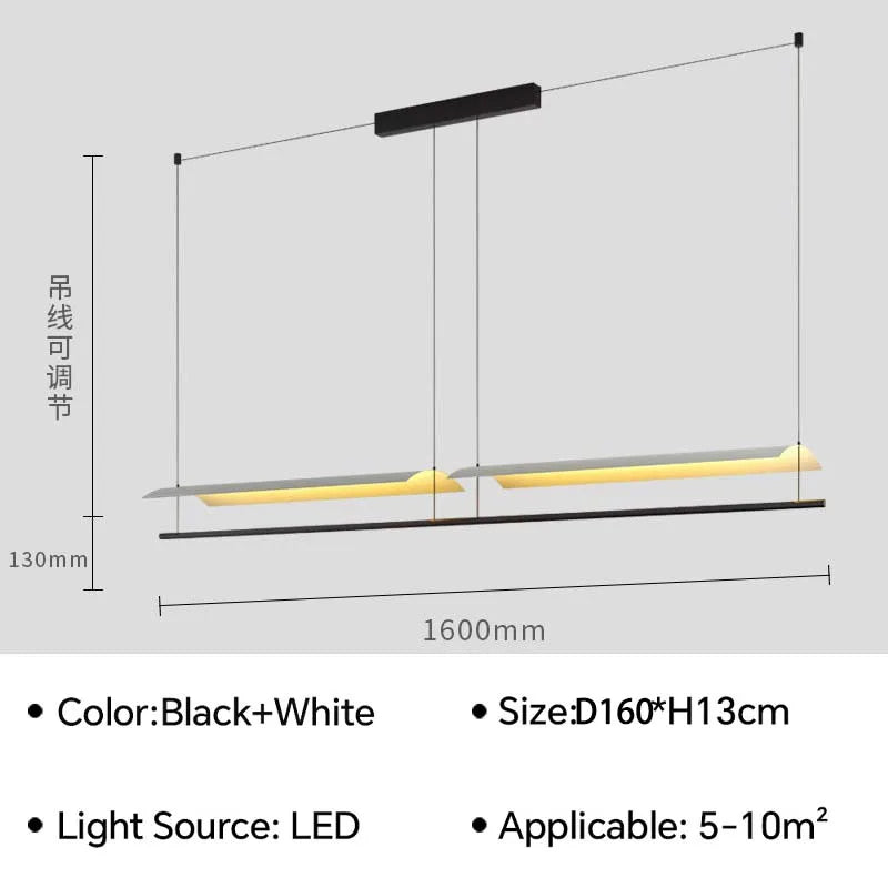 Nordic Minimalist LED Linear Pendant Light - Modern Industrial Hanging Chandelier for Dining Room, Kitchen Island, Bar & Office