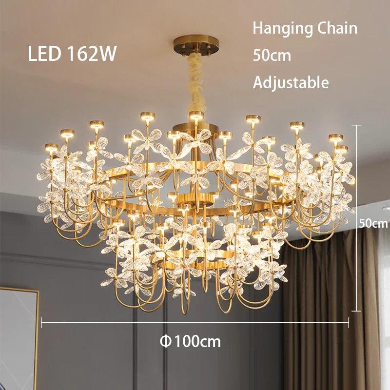 Luxury Crystal Butterfly Chandeliers 2024 New Modern LED Dimmable Lustres Pendant Lamps Home Decor Suspension Luminaire Lampen
