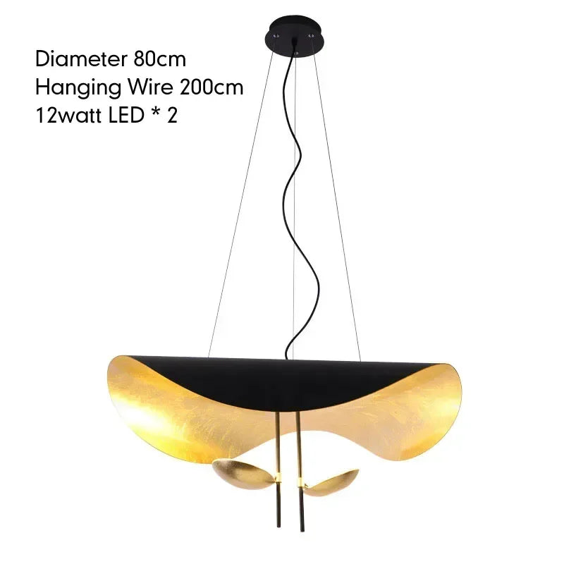 Nordic Modern Metal Gold White Black LED Lotus Leaf Pendant Light Bedroom Living Room Dining Room Interior Decoration Fixtures