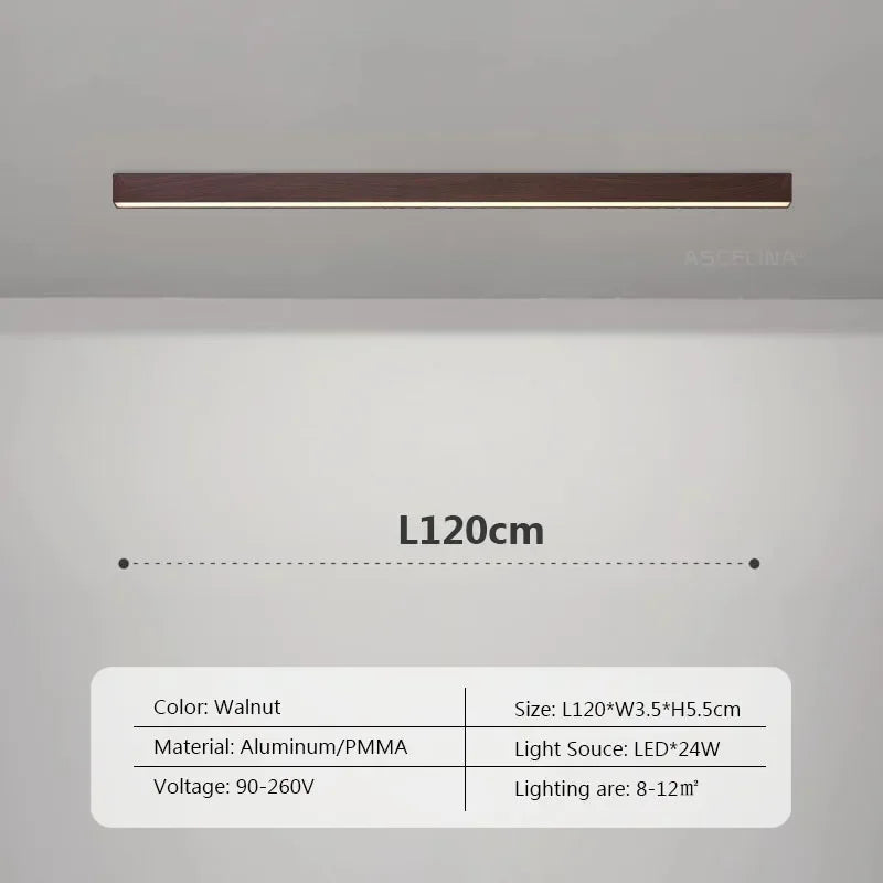 Modern LED Ceiling Lamp for Living Dining Room Long Strip Wooden Decor Lamps Entryway Bedroom Aisle Cloakroom Lighting Fixture