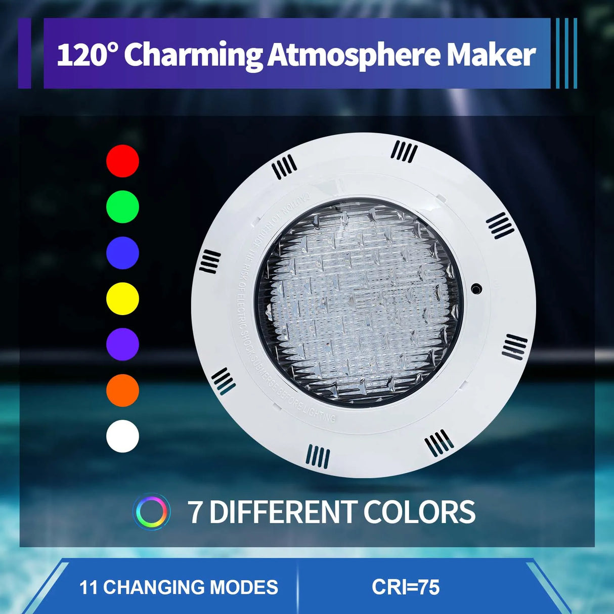IP68 Submersible Pond & Fountain Light - 45W RGB LED with 2500/3600lm Output