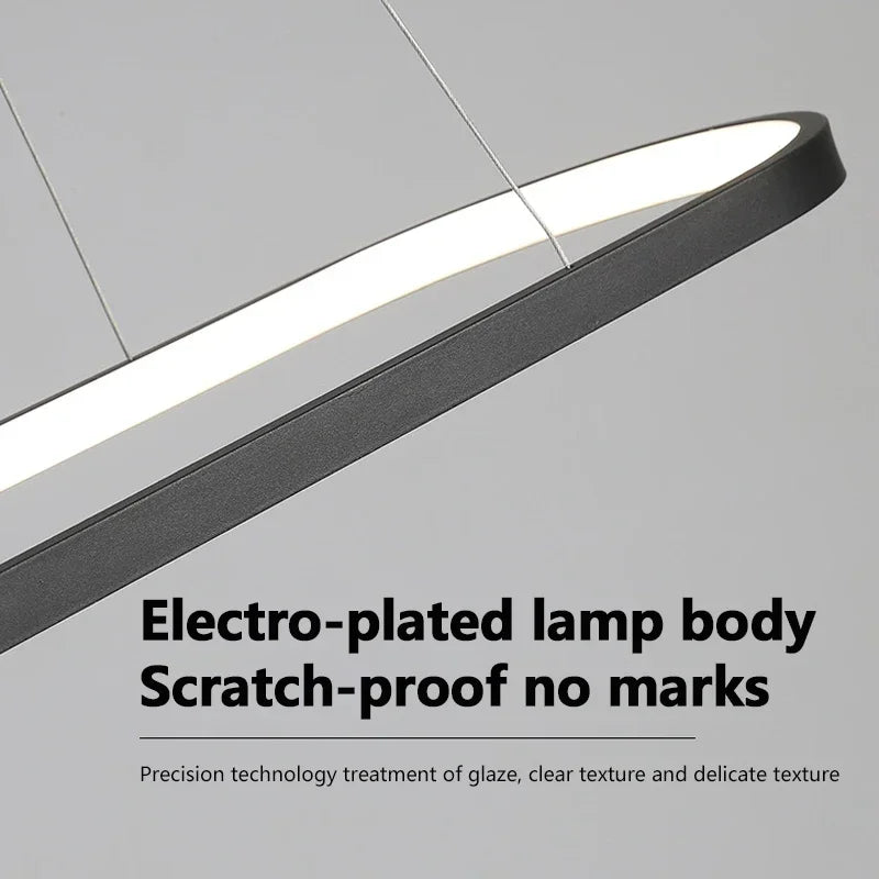 Modern LED Linear Pendant Light - Simple Line Hanging Lamp for Dining Room