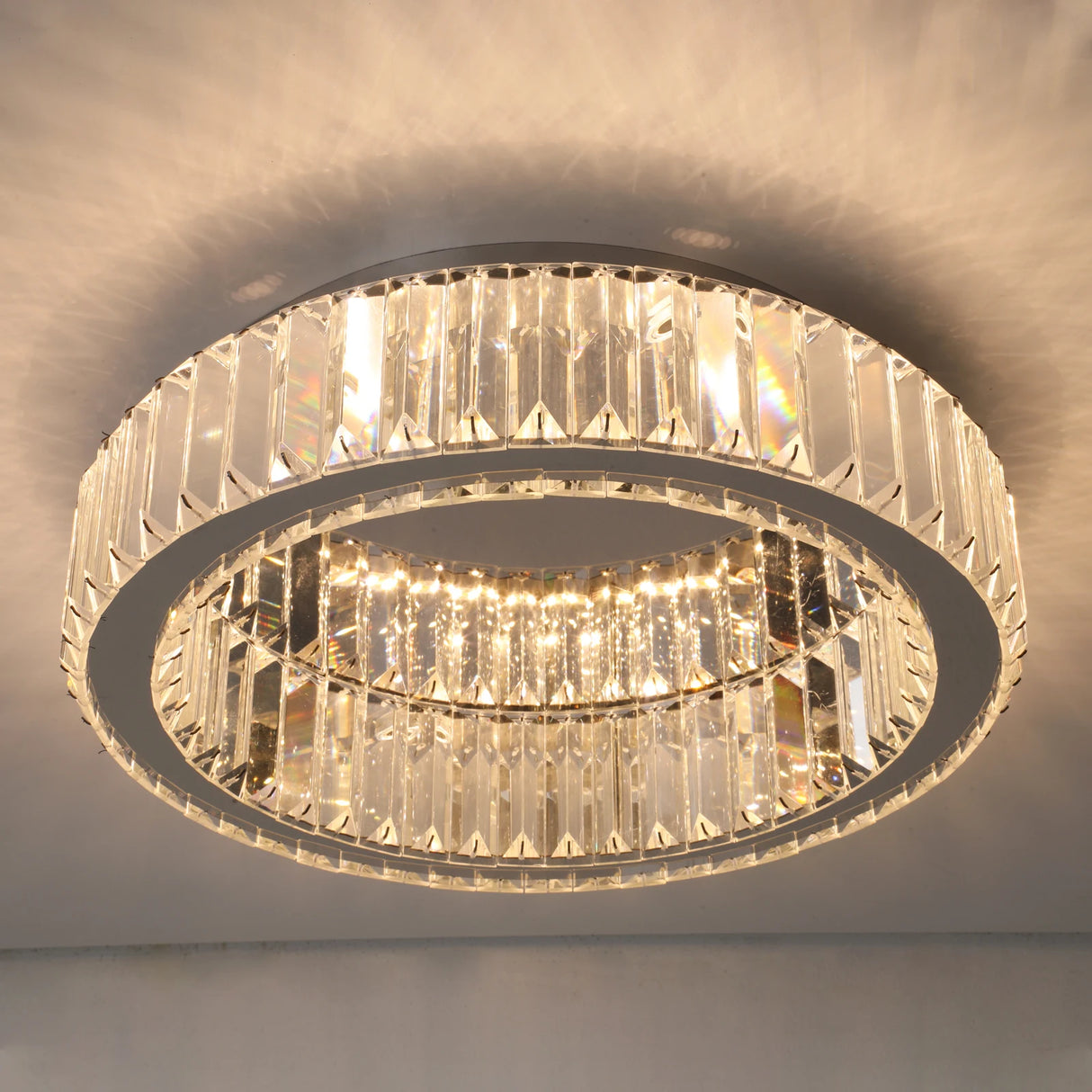 Modern Big Crystal Ceiling Lamp LED Light Circle Chandelier Lustre Indoor Bedroom RC Dimmable Fixtures Living Room