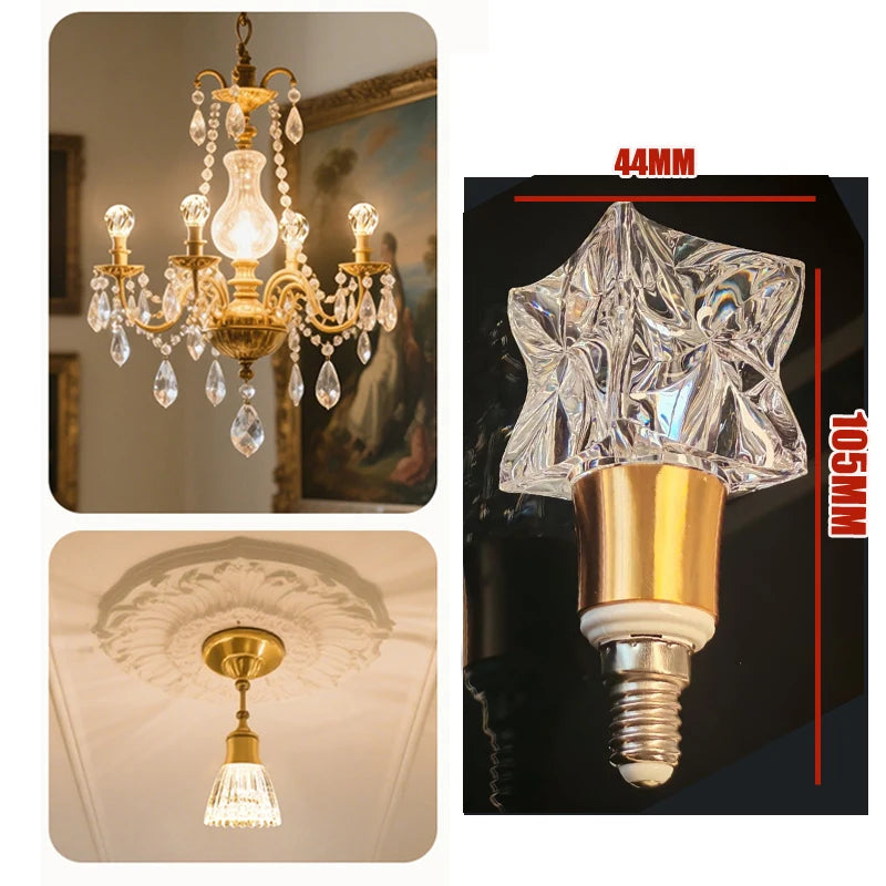 Acrylic Crystal Mini Pendant Light 2pcs - E27/E14 LED Fairy Lamp for Bedroom & Kitchen, Warm White/Cold White, 110V-220V