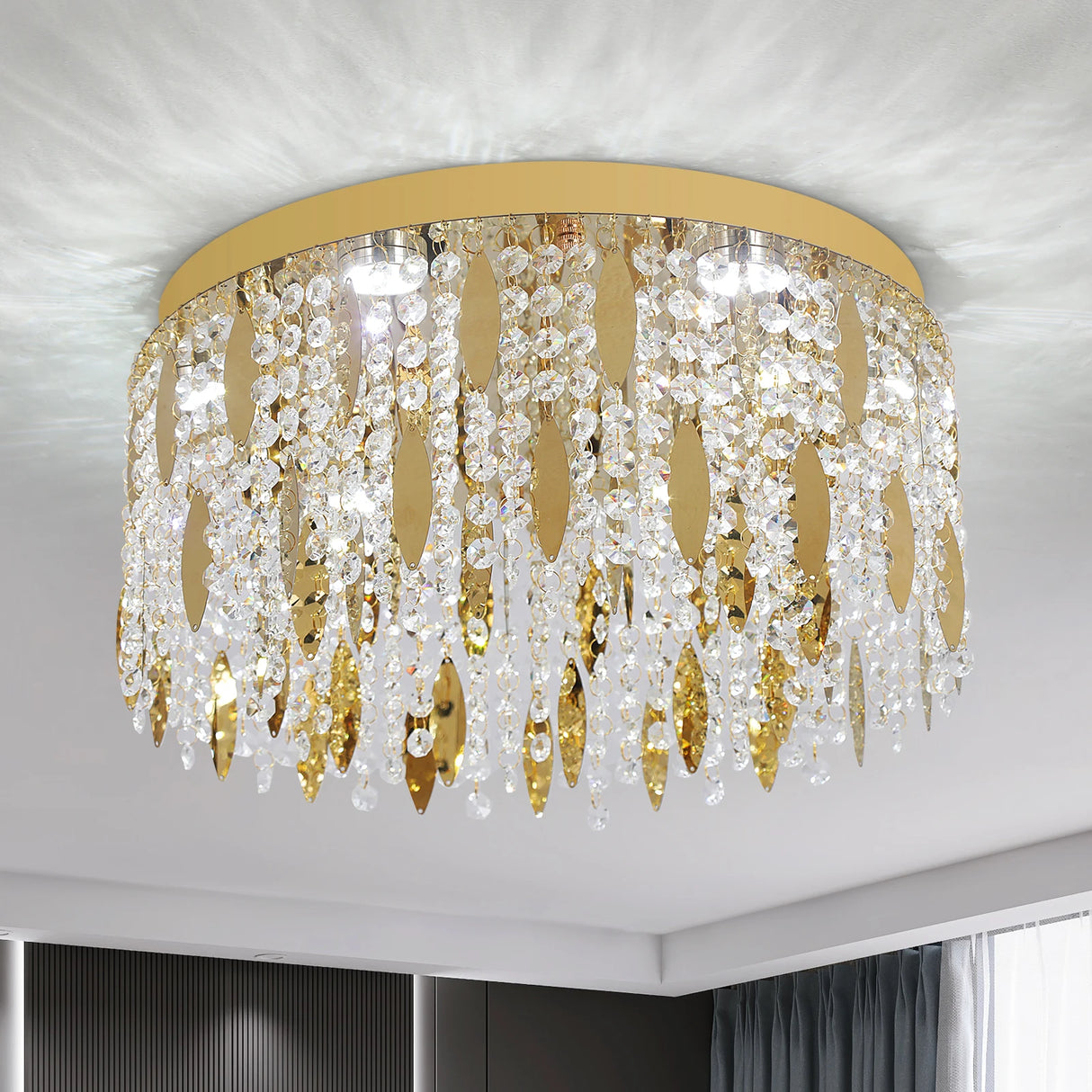 Luxury Crystal Led Ceiling Lamp Modern Chandelier Living Dining Room Pendant Light Hanging Lustre Home Decor Fixture