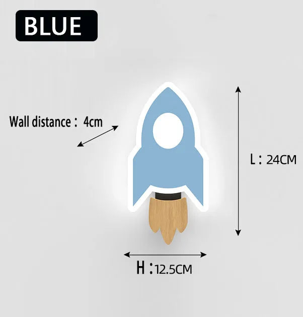 Cartoon LED Rocket Wall Lamp Modern Creative Moon Star Wall Light Indoor Baby Children's Room Bedside Decoration Light Kids Gift
