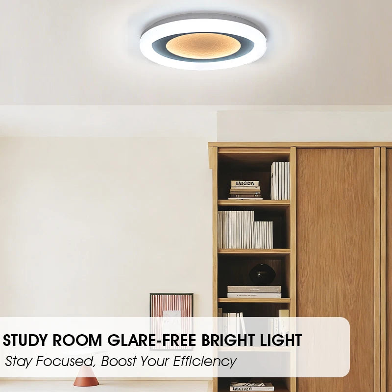 Modern Round Smart LED Flush Mount - 75W Dimmable Ceiling Light for Bedroom