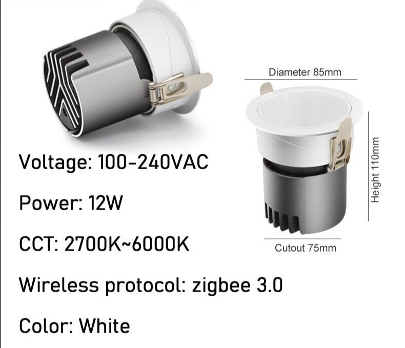 Spot LED Downlights Dimmable 12W 15W Recessed Spotlight 110V 220V Smart Lamps Control With Alexa Google Home Voice