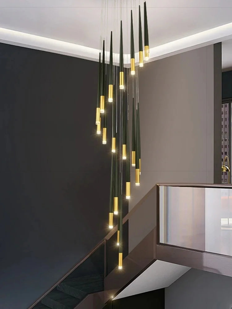 Modern Luxury Chandelier Nordic Ceiling Light Living Room Duplex Attic Long Pendant Light Villa Staircase LED Hanging Lamps