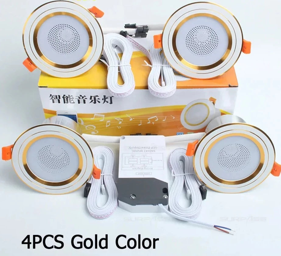 LED Smart Music Lamp Intelligent Background Music Light Ceiling Speakers With Adjused Lights Smart Bluetooth Downlight Speaker