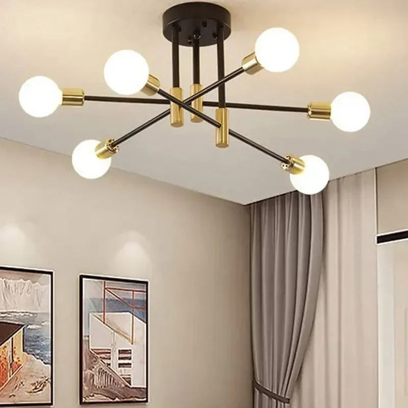 LED Chandelier Modern Semi Black White Gold Luster Ceiling Light For Dining Living Rooms Bedroom Indoor Decors Lamps