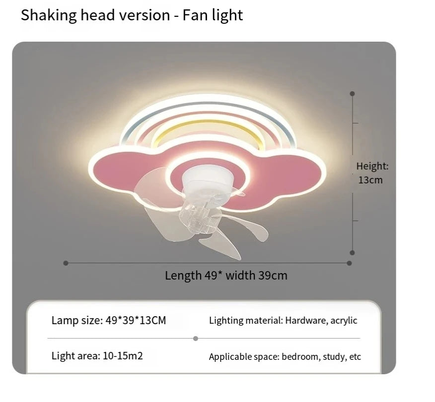 Pink LED Fans with Lights Remote for Living Room Bedroom Boys Girls Room LED Ceiling Lamp for Home Decro