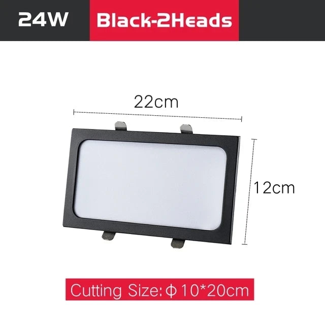 Ultra-Thin Square LED Recessed Downlight - 9W 12W 24W Ceiling Grille Panel