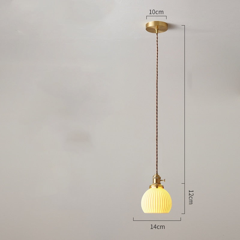 White Ceramic Brass Pendant Lights Fixtures Restaurant Bedroom Bedside Nordic Japanese Style Hanging Lamp LED Hanglampen