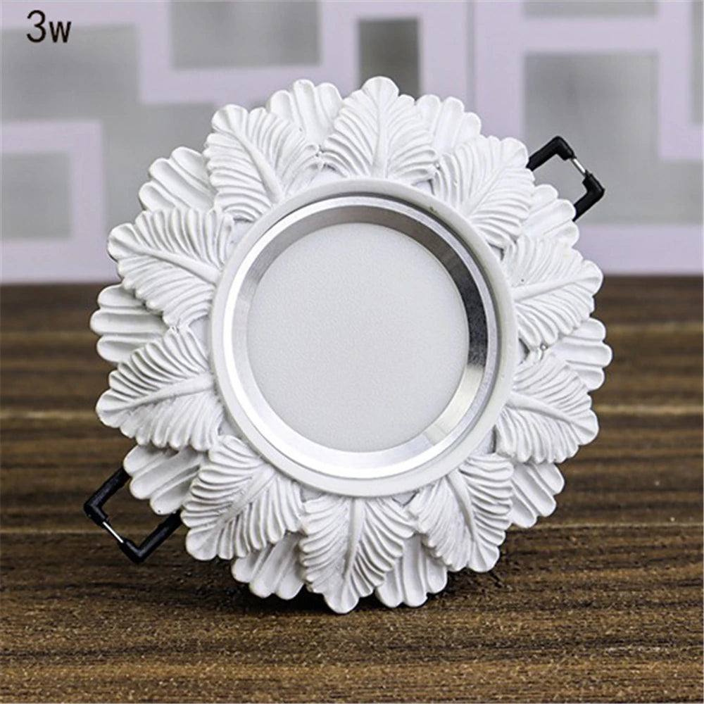 White Feather Resin LED Recessed Downlight - Adjustable Angle Art Ceiling Spotlight Fixture for Living Room, Office & Restaurant Decor