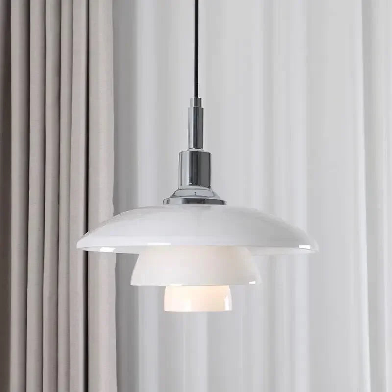 Designer Dish Glass Pendant Lighting Nordic Bedroom Hotel Home Decoration Fixtures Three-layer White Gold Silver