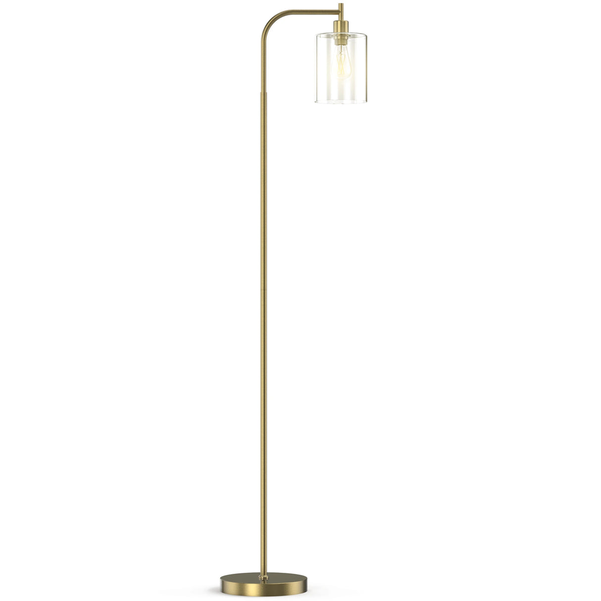 Modern Standing Tall Industrial Arched/Arc Floor Lamp with Glass Shade and 2 Bulbs Included