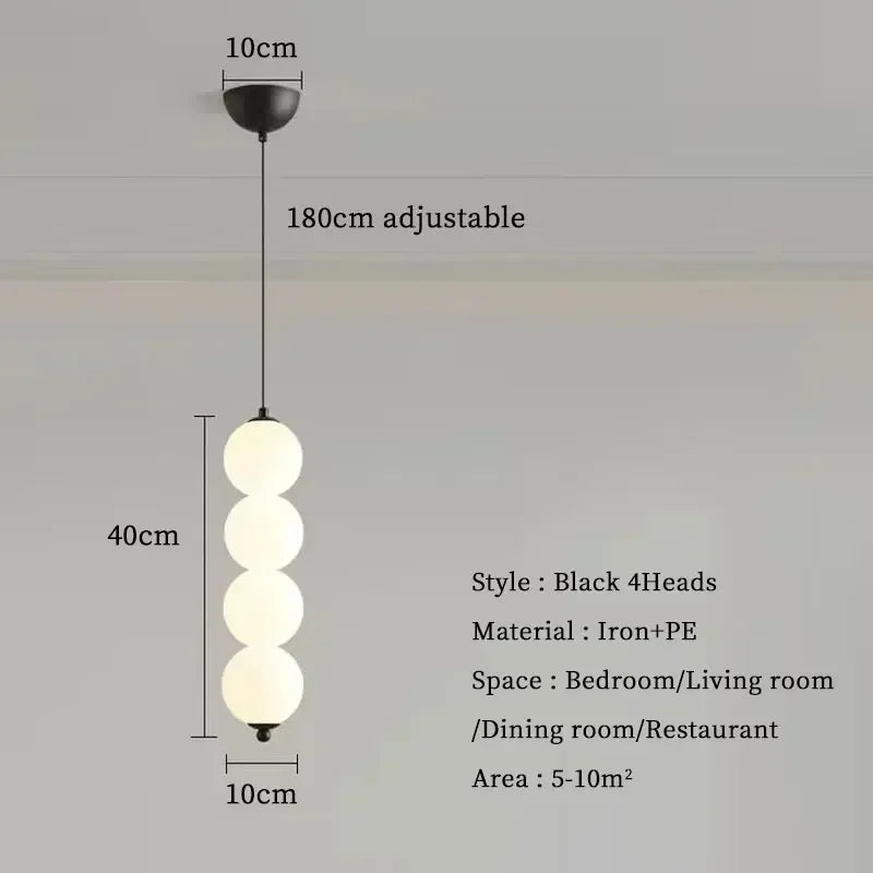 Bedroom Bedside LED Pendant Lights Ceiling Lamp for Living Dining Room Restaurant Indoor Lighting Decor PVC Ball Fixture Modern
