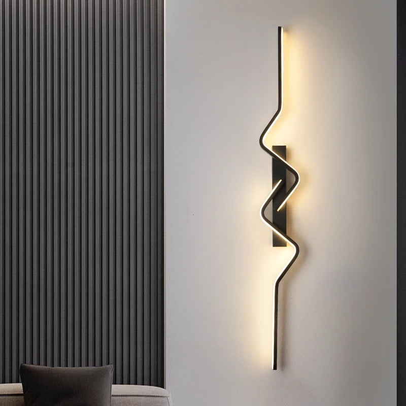 Nordic Matte Black Linear Decor Light - Luxury Indoor Sconce for Modern Villa