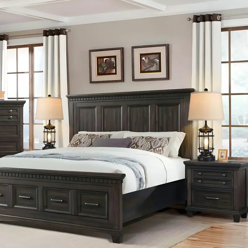 2 Set Farmhouse Table Lamps With Bulbs,Bright Rotary Switch Top Light + Touch Contorl Dimmable Nightstand Light,Metal,Black