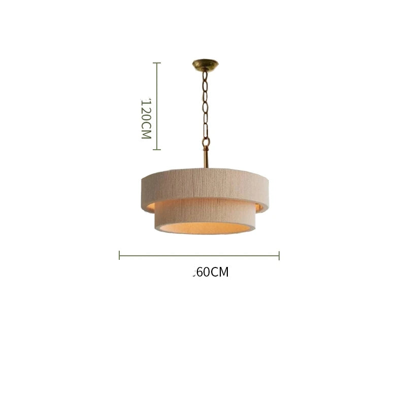 Hand Woven Cotton and Hemp Rope Chandelier Pendant Light Adjustable Pendant Light for Kitchen Island Dining Living Room Lamp