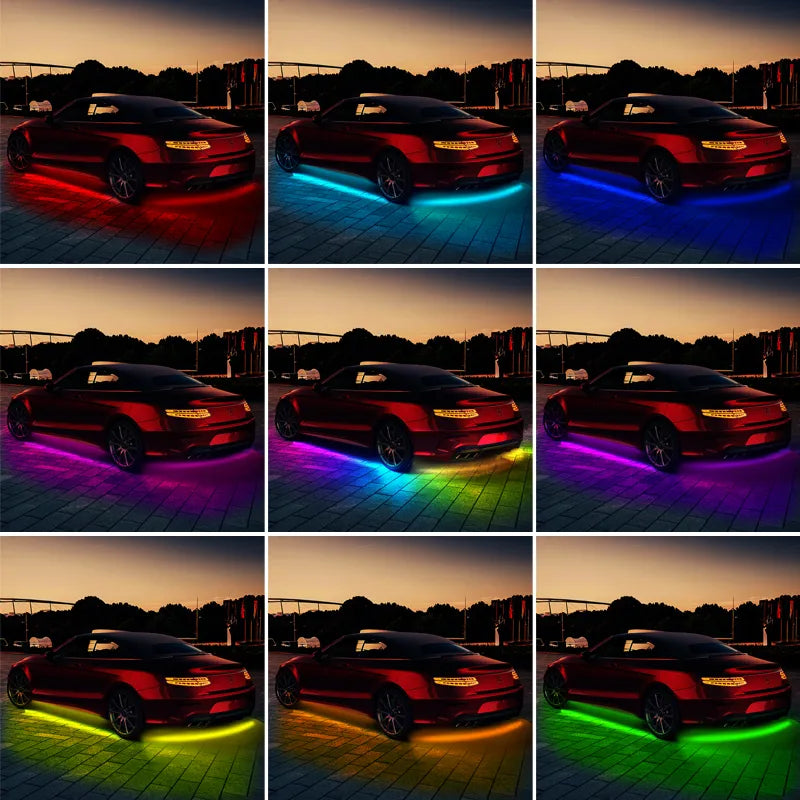 Flexible Under glow Strip Light LED Underbody Remote APP Control RGB Neon Lights Atmosphere Lamp for Auto Decoration