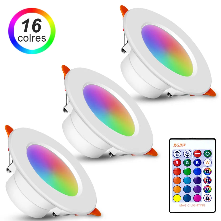 Dimmable LED Downlight 10W Round Spotlights RGB Down Lamp AC 220V 110V Color Changing Spot Light with IR Remote Controller