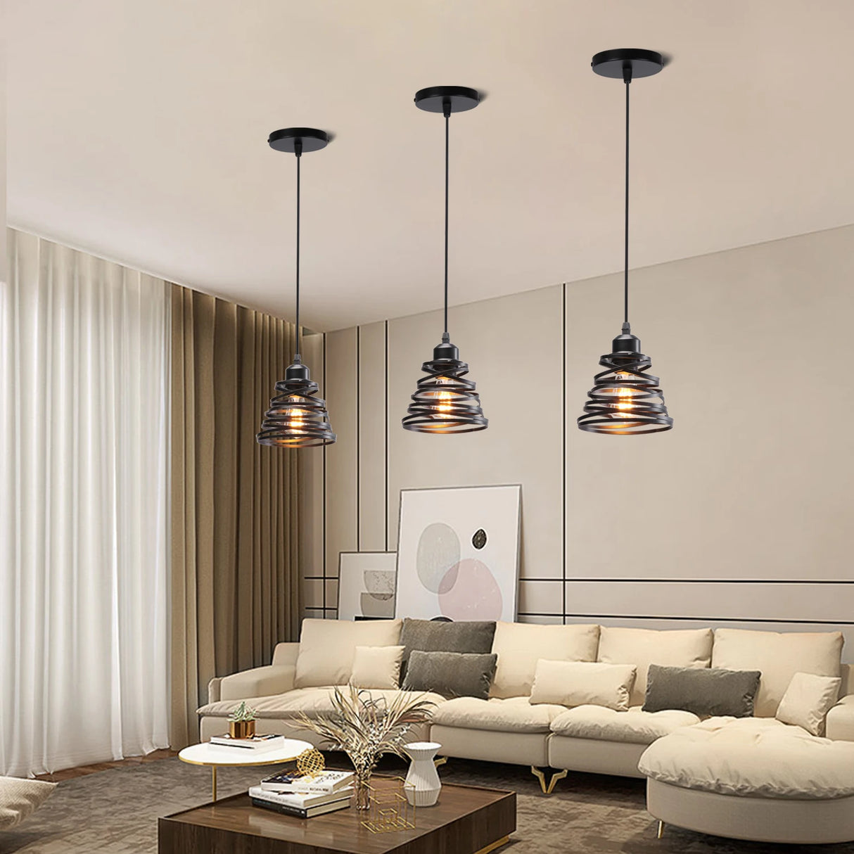 Vintage Pendant Lamp Iron Frame Ceiling Lighting Paint Restaurant Teahouse Chandelier Indoor Wrought Metal Modern Pendant Lights
