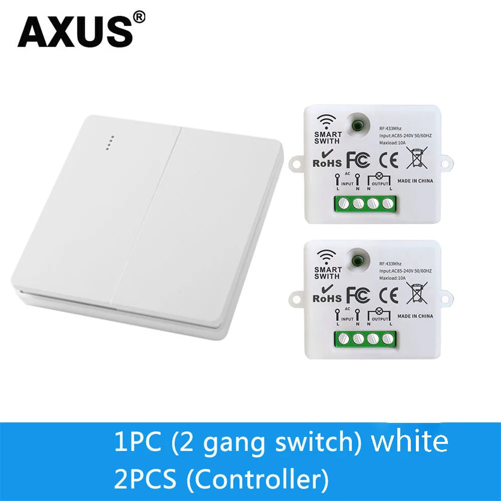 86 Type Wireless RF 433MHz Wall Panel Remote Control (1/2/3 Gang) - Smart Switch Transmitter for LED Light, Lamp & Ceiling Fan