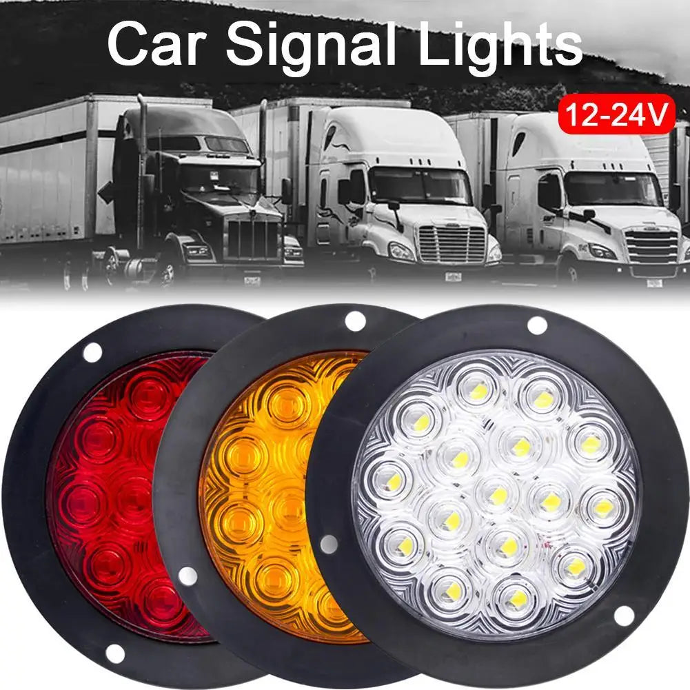 Universal Round LED Rear Tail Lights - 12V 24V Turn Signal Brake Stop Reverse Lamp