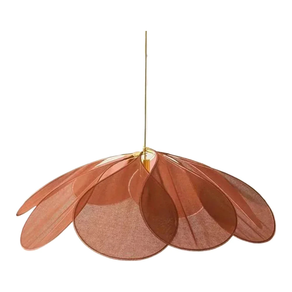 Minimalist LED Flower Fabric Pendant Light - Floral Textile Ceiling Chandelier Lamp Fixture for Living Room, Master Bedroom & Dining Table