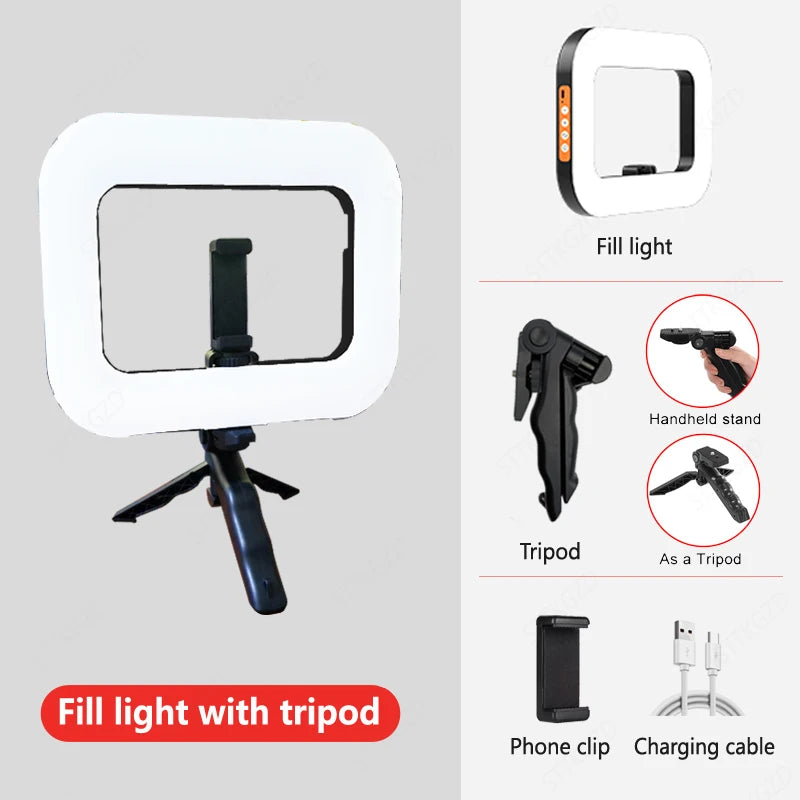 Portable Handheld Ring LED Light - Rabbit Cage Selfie Lighting for Phone Live Broadcast