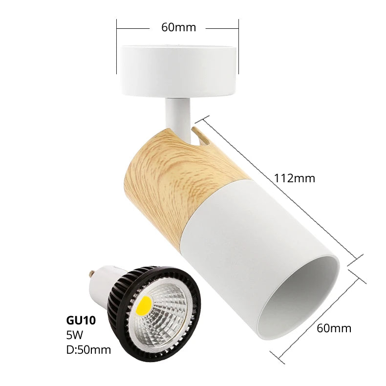 Surface Flush Mounted Ceiling Spot Light fixture Wall Sconce GU10 LED Lamp Replaceable Nordic Wood graine Bedroom Living Decor